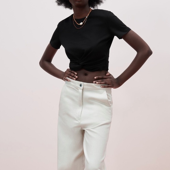 Zara Black Crop Top with Knot - Picture 5 of 5